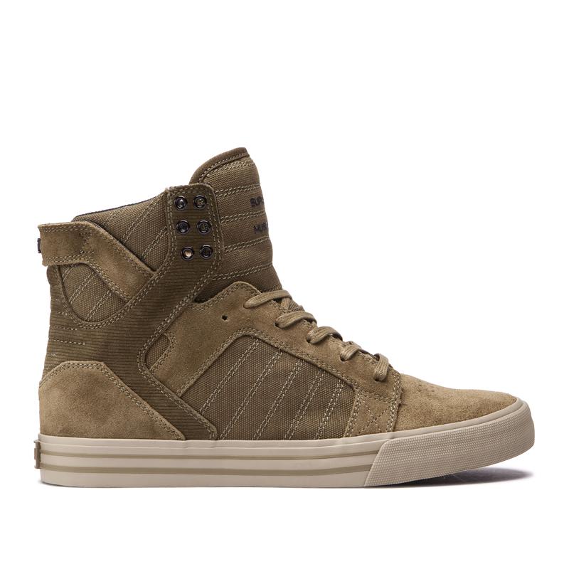 Buty Supra SKYTOP - Sneakersy Wysokie Męskie - Oliwkowe (OUNA-43019)